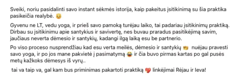 Atsiliepimas apie Įsitikinimų Griūties praktiką